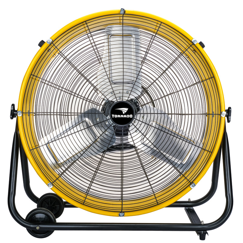 Tornado 24" High Velocity Metal Portable Tilt Blower Drum Fan - Yellow - 8540 CFM - UL
