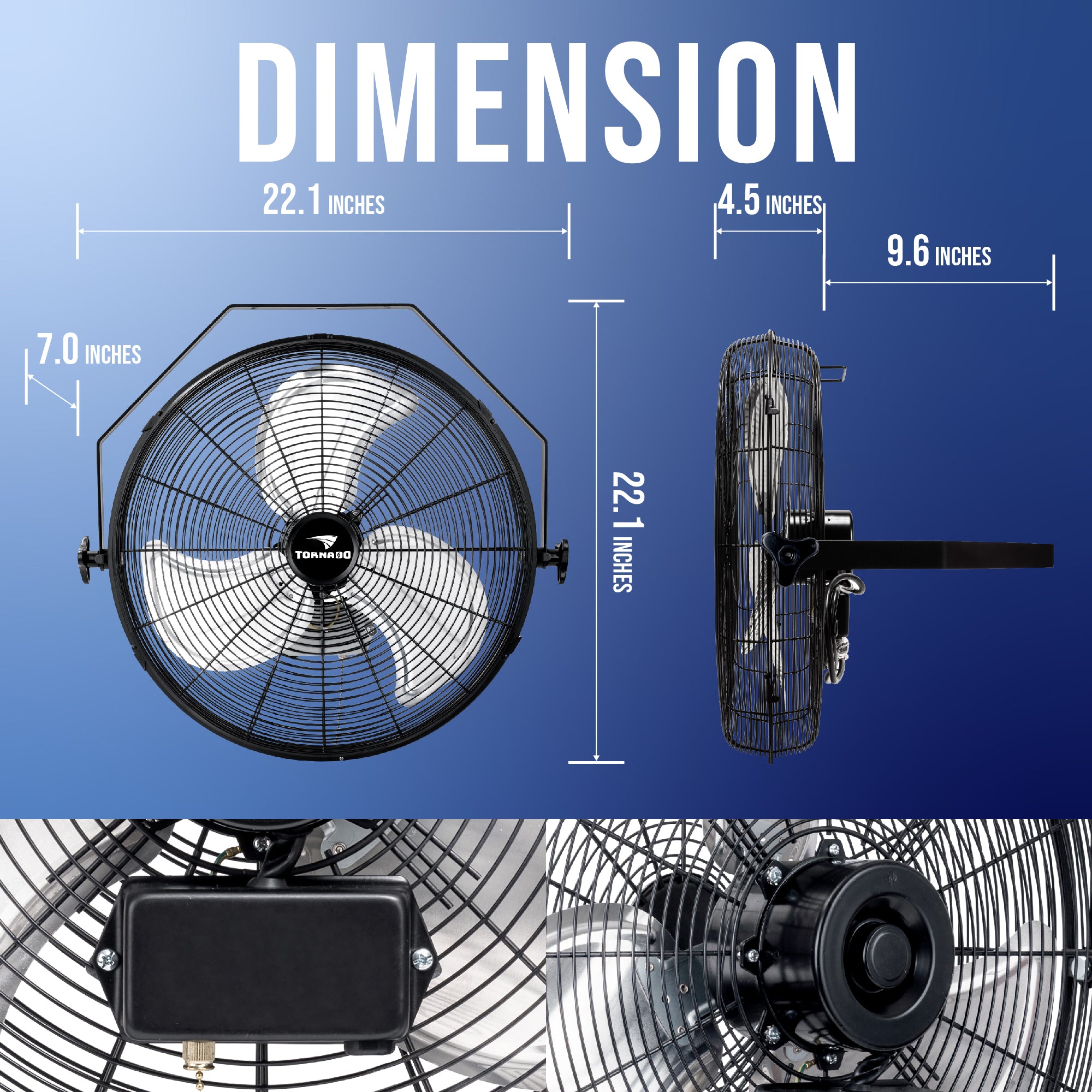 Tornado 18 Inch 3 Speed High Velocity Industrial Wall Fan