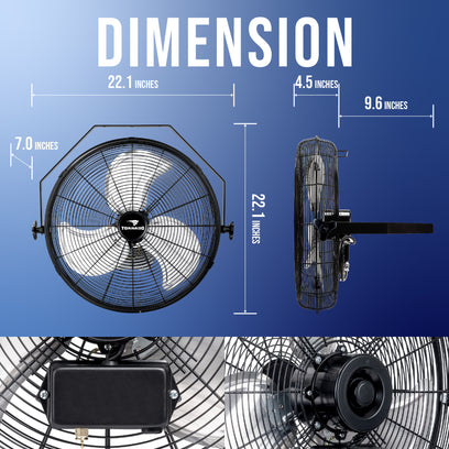 Tornado 18 Inch 3 Speed High Velocity Industrial Wall Fan