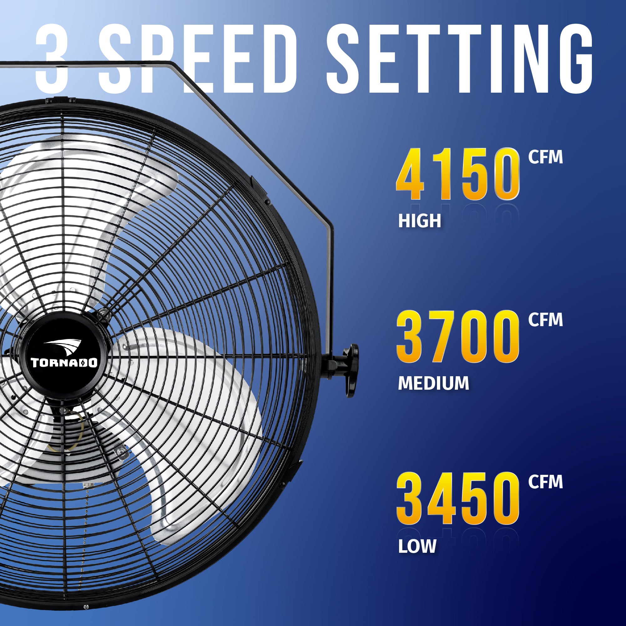 Tornado 18 Inch 3 Speed High Velocity Industrial Wall Fan