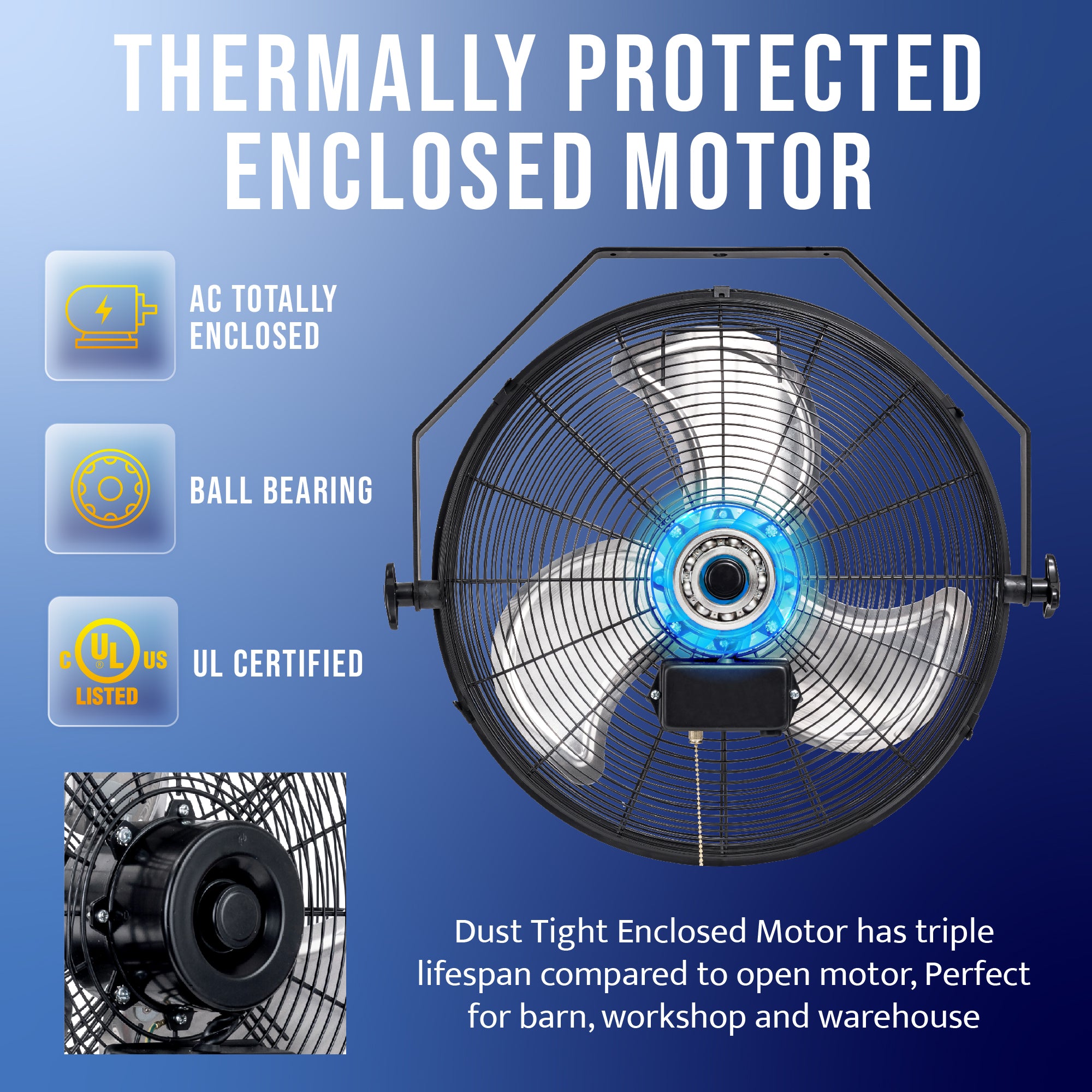 Tornado 18 Inch 3 Speed High Velocity Industrial Wall Fan
