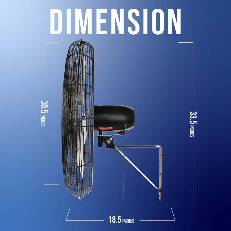 Tornado 30" Pro Series Metal Oscillating Wall Fan - 8850 CFM - UL