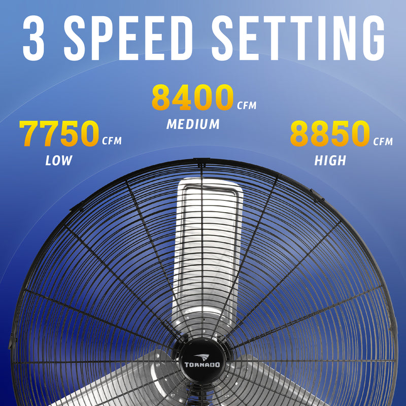 Tornado 30" Pro Series Metal Oscillating Wall Fan - 8850 CFM - UL