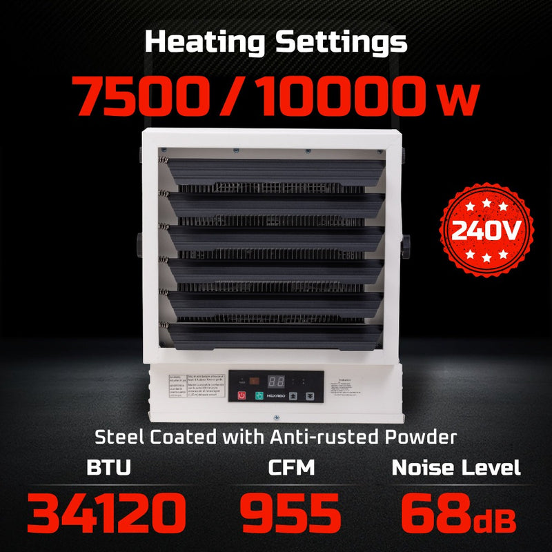 HEXAGO 10000W Industrial Indoor Electrical Garage Space Heater w/ Remote, Thermostat and Timer, ETL Listed