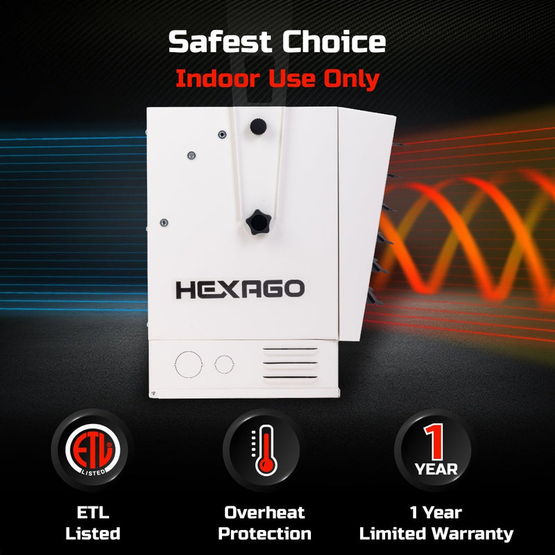 HEXAGO 10000W Industrial Indoor Electrical Garage Space Heater w/ Remote, Thermostat and Timer, ETL Listed