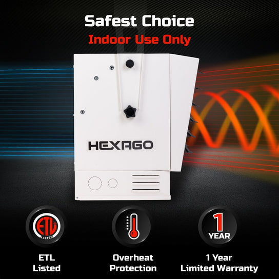 HEXAGO 10000W Industrial Indoor Electrical Garage Space Heater w/ Remote, Thermostat and Timer, ETL Listed