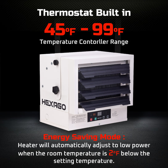HEXAGO 5000W Industrial Indoor Electrical Garage Space Heater w/ Remote, Thermostat and Timer, ETL Listed