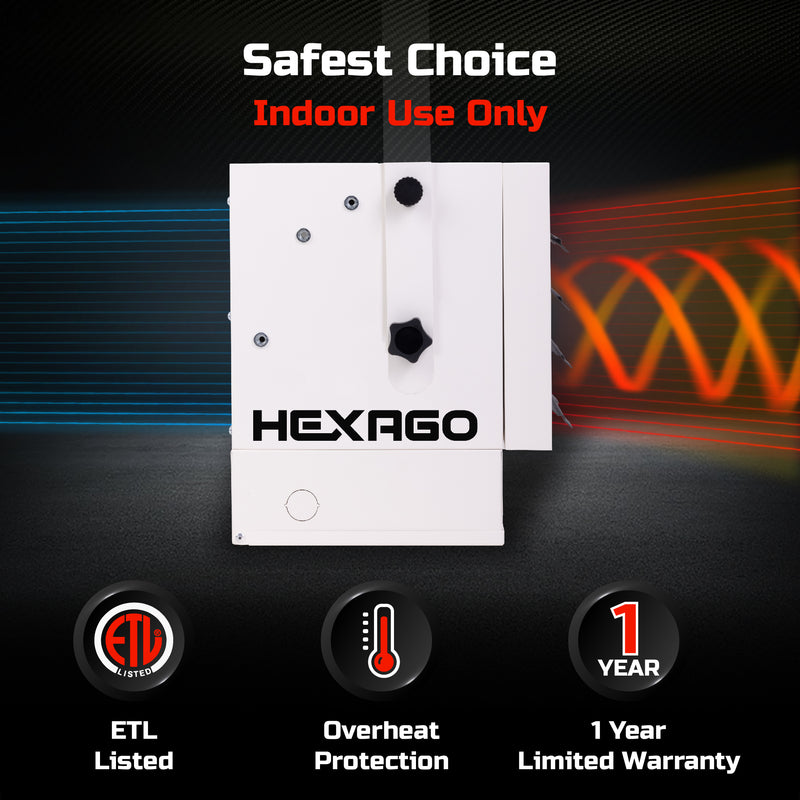 HEXAGO 5000W Industrial Indoor Electrical Garage Space Heater w/ Remote, Thermostat and Timer, ETL Listed
