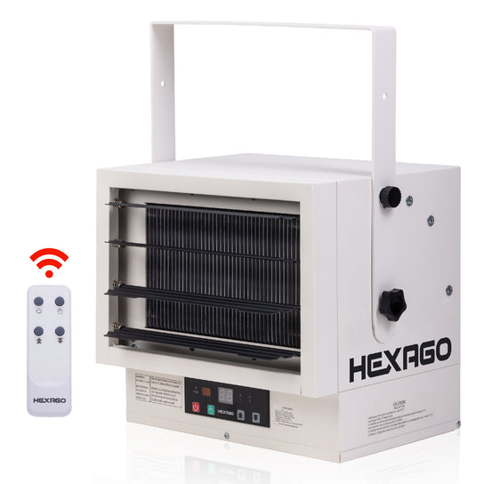 HEXAGO 5000W Industrial Indoor Electrical Garage Space Heater w/ Remote, Thermostat and Timer, ETL Listed