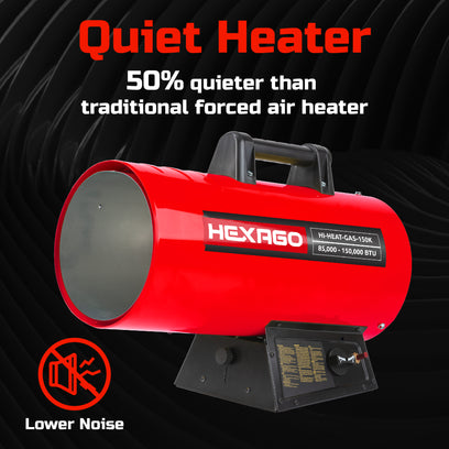HEXAGO 150,000 BTU Adjustable Portable Liquid Propane Gas Forced Air Heater