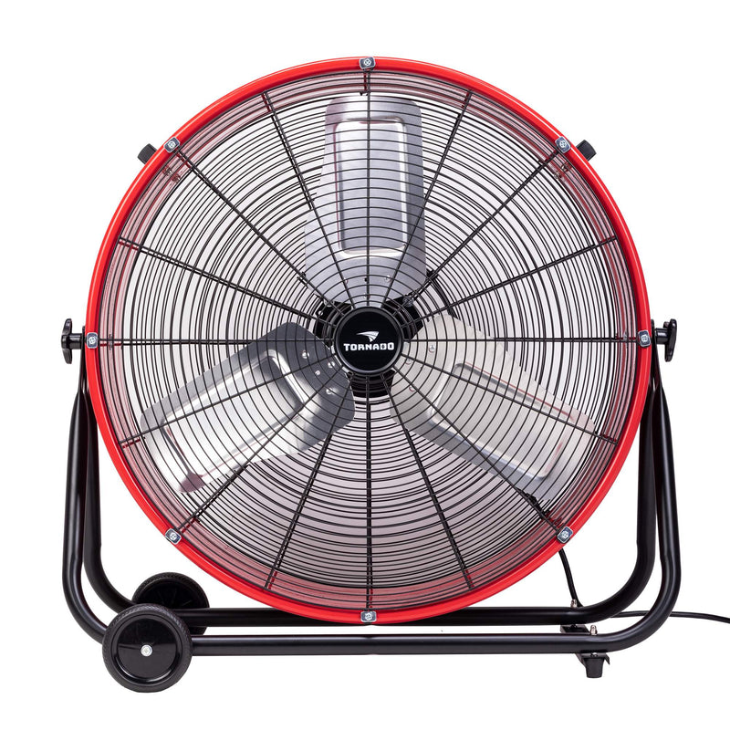 Tornado 24" High Velocity Metal Portable Tilt Blower Drum Fan - Red Wide Version - 8800 CFM - UL