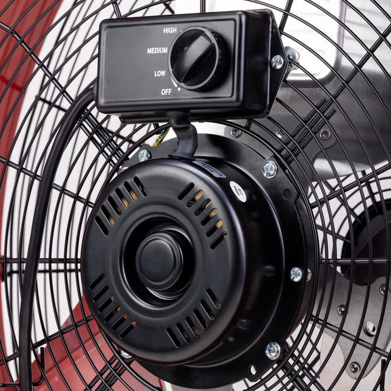 Tornado 24" High Velocity Metal Portable Tilt Blower Drum Fan - Red Wide Version - 8800 CFM - UL