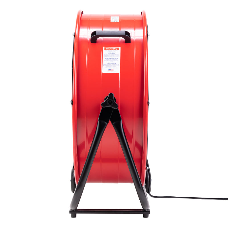 Tornado 24" High Velocity Metal Portable Tilt Blower Drum Fan - Red Wide Version - 8800 CFM - UL