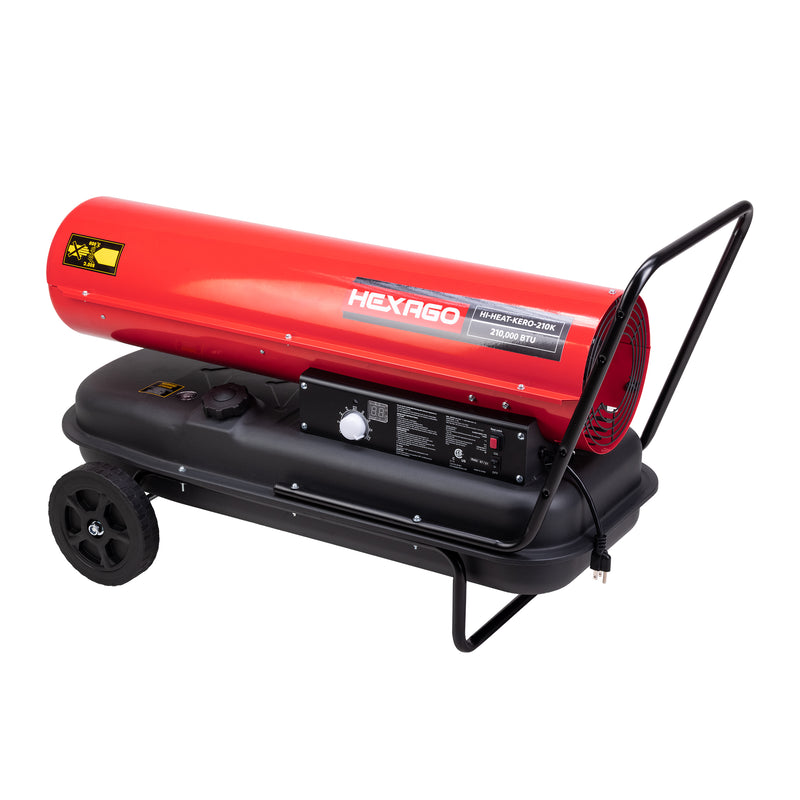 HEXAGO 210,000 BTU Industrial Kerosene Diesel Forced Air Heater, Thermostat , CSA Listed, RED
