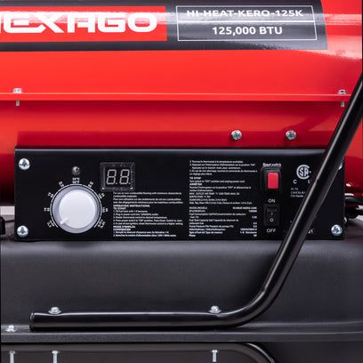 HEXAGO 125,000 BTU Industrial Kerosene Diesel Forced Air Heater, Thermostat , CSA Listed, RED