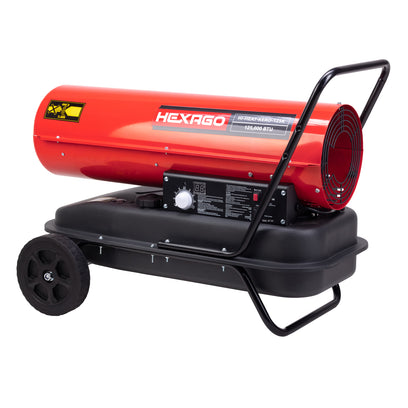 HEXAGO 125,000 BTU Industrial Kerosene Diesel Forced Air Heater, Thermostat , CSA Listed, RED