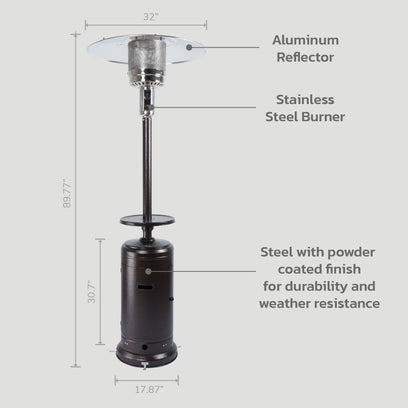 Tofino 42,000 BTU Propane Gas Patio Heater with Table and Side Door