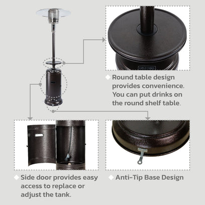 Tofino 42,000 BTU Propane Gas Patio Heater with Table and Side Door