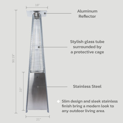 Sonoran 40,000 BTU Premium Pyramid Stainless Steel Propane Gas Patio Heater