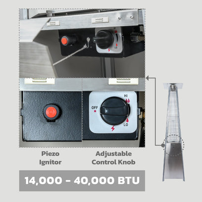 Sonoran 40,000 BTU Premium Pyramid Stainless Steel Propane Gas Patio Heater